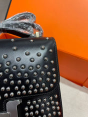 CONSTANCE CLOUTÉ BLACK BOX 24 IN BLACK CALFSKIN PALLADIUM HARDWARE