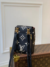 TINI BACKPACK BLACK BEIGE MONOGRAM CANVAS