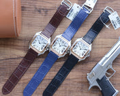 SANTOS DE CARTIE 39MM GOLD STEEL CASE LEATHER STRAP