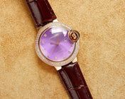 BALLON BLEU 33MM ROSE GOLD CASE PINK DIAL LEATHER STRAP