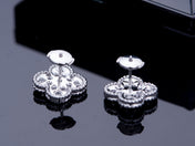 CLOVER SILVER DIAMOND STUD EARRINGS