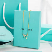 RIBBON NECKLACE BOW PENDANT DIAMOND CHARM CHAIN