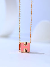 H CAGE PINK GOLD NECKLACE