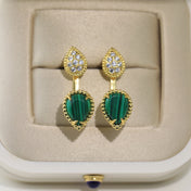 BOHEME MALACHITE C SHAPE GOLD EARRINGS