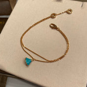 DREAM 1 MOTIF MALACHITE PINK GOLD DOUBLE CHAIN BRACELET