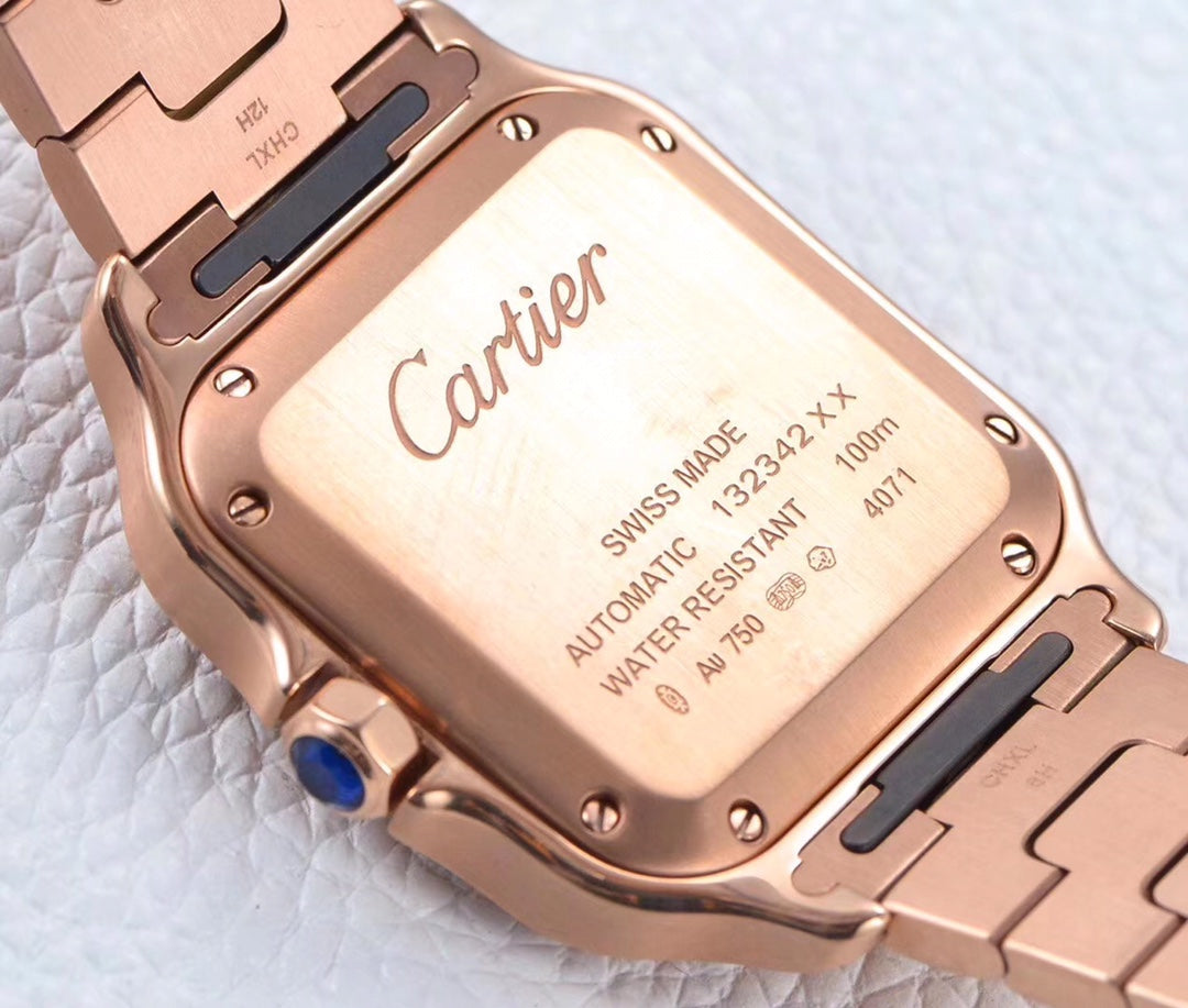 SANTOS LADY 35.1MM AUTOMATIC PINK GOLD DIAMOND BEZEL