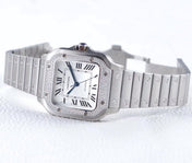 SANTOS LADY 35.1MM AUTOMATIC SILVER DIAMOND BEZEL