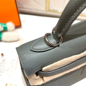 HM KELLY 25CM GRIS MOUETTE EPSOM LEATHER SILVER HARDWARE