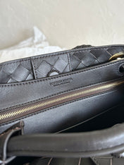 BV SMALL ANDIAMO 25CM BLACK LAMBSKIN