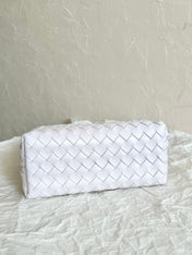 BV SMALL ANDIAMO 25CM WHITE LAMBSKIN