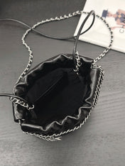 CC HOBO MINI 20CM BLACK GREY LAMBSKIN SILVER HARDWARE