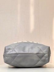 CC HOBO MINI 20CM WHITE GREY LAMBSKIN SILVER HARDWARE