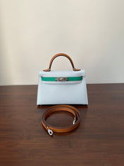 HM KELLY MINI 20 CLOUD BLUE EPSOM SILVER HARDWARE