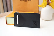 COIN CARD HOLDER 8 BLACK AEROGRAM CALFSKIN