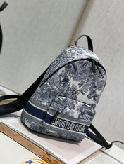 TRAVEL BACKPACK 20CM WHITE BLUE OBLIQUE JACQUARD