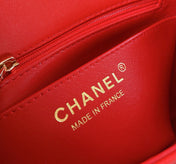 MINI SQUARE FLAP BAG 17CM RED LAMBSKIN GOLD HARDWARE