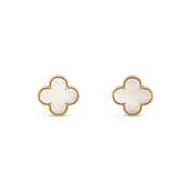 CLOVER MEDIUM WHITE MOP PINK GODL EARRINGS