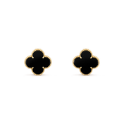 CLOVER MEDIUM ONYX PINK GODL EARRINGS