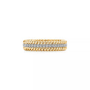 ROPE TWO-ROW GOLD DIAMOND RING
