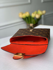 LOCKY BB 21 IN BROWN MONOGRAM CANVAS AND RED CALFSKIN GOLD BUCKLE