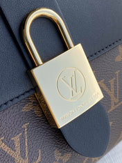 LOCKY BB 21 IN BROWN MONOGRAM CANVAS AND BLACK CALFSKIN GOLD BUCKLE