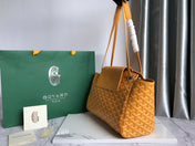 GOYA 26S ROUETTE PM TOTE BAG 30MM IN CARAMEL BROWN CANVAS AND CALFSKIN