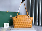 GOYA 26S ROUETTE PM TOTE BAG 30MM IN CARAMEL BROWN CANVAS AND CALFSKIN