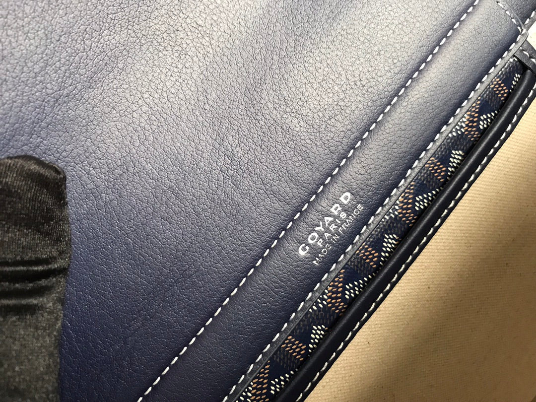 GOYA 26S ROUETTE PM TOTE BAG 30MM IN NAVY BLUE CANVAS AND CALFSKIN