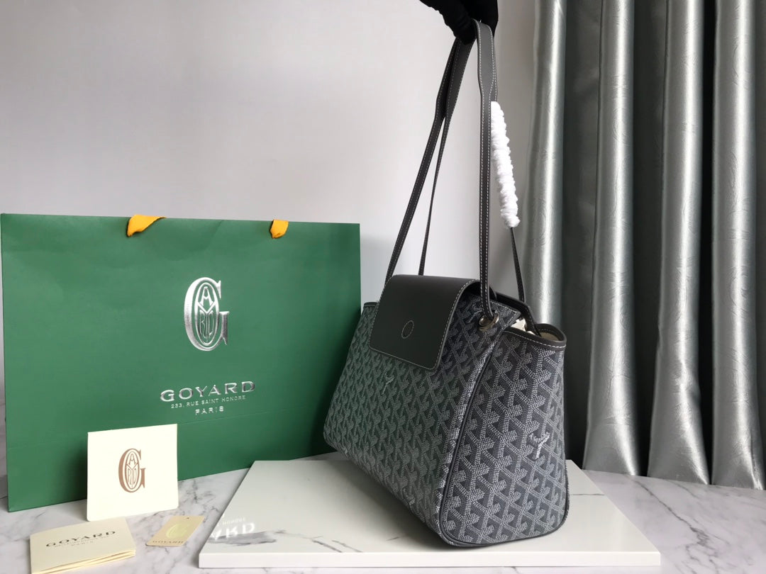 GOYA 26S ROUETTE PM TOTE BAG 30MM IN GRAY CANVAS AND CALFSKIN