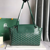 GOYA 26S ROUETTE PM TOTE BAG 30MM IN DARK GREEN CANVAS AND CALFSKIN