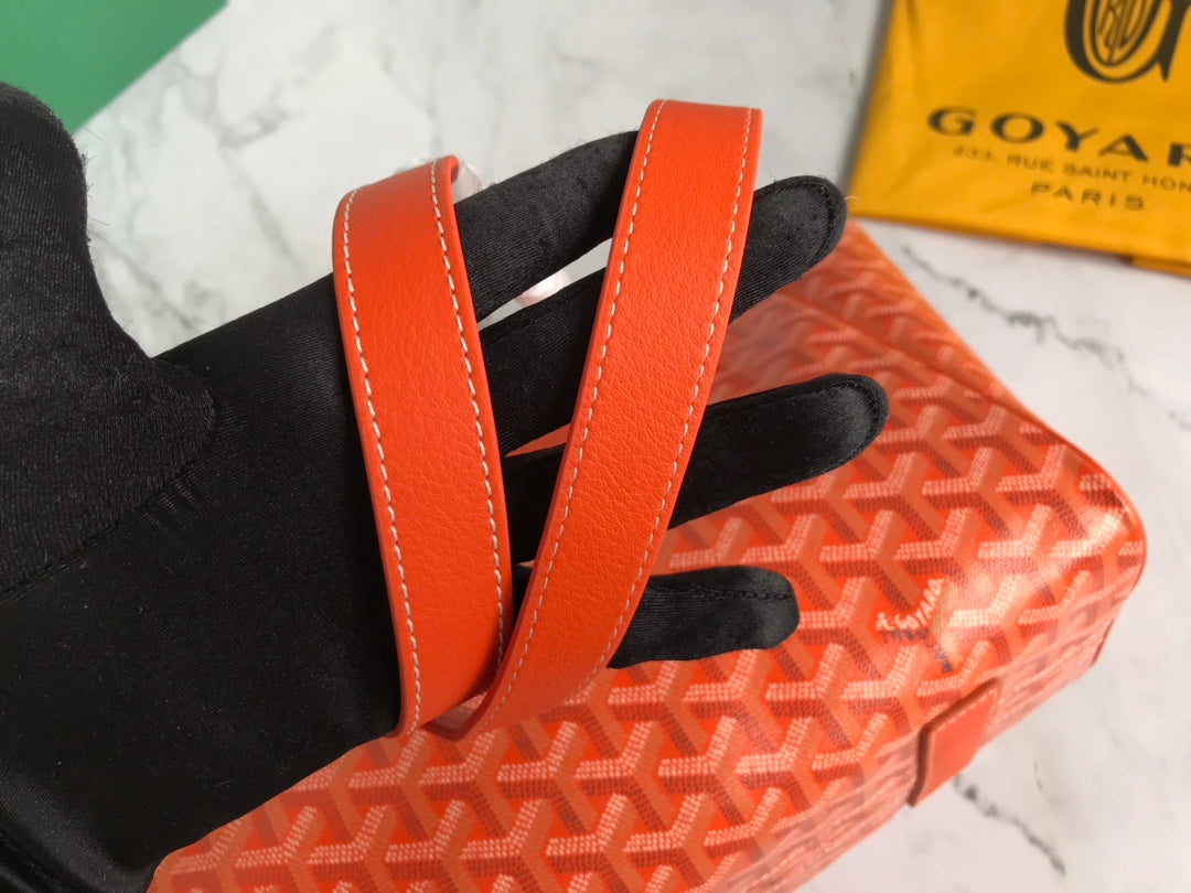 GOYA 26S ROUETTE PM TOTE BAG 30MM IN ORANGE CANVAS AND CALFSKIN