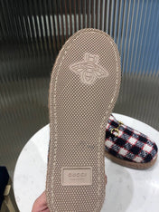 GG HORSEBIT LOAFER IN COLORFUL TWEED AND LAMB FUR LINING
