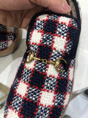 GG HORSEBIT LOAFER IN COLORFUL TWEED AND LAMB FUR LINING