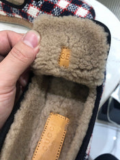 GG HORSEBIT LOAFER IN COLORFUL TWEED AND LAMB FUR LINING