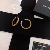 CHANEL 26S PEARL & CRYSTAL EMBELLISHED HOOP EARRINGS IN GOLD METAL 631085