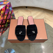Summer Charms Sandals in Black Suede Pink Lambskin