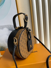 LV 25S PETITE BOITE CHAPEAU 17 IN BLACK MONOGRAM REVERSE CALFSKIN