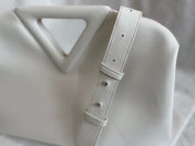 TRIANGLE HANDLE BAG 31 IN WHITE LAMBSKIN