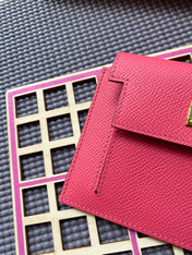 HM Kelly Pocket 13.5 Dark Pink Epsom Ghw