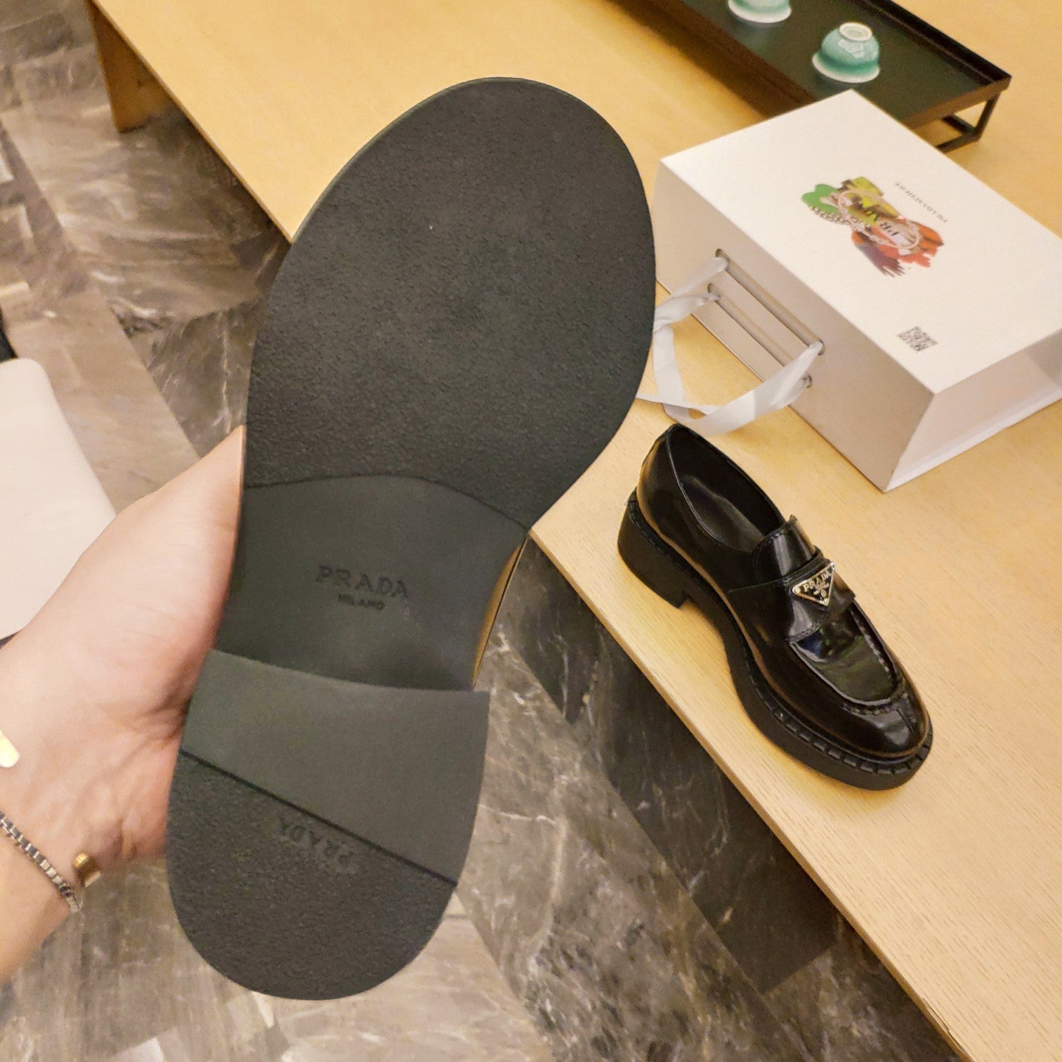 PRADA 26S PENNY LOAFERS 55MM IN DARK GREEN PATENT CALFSKIN