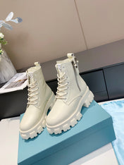PRADA 25S SNOW BOOTS  IN WHITE CALFSKIN