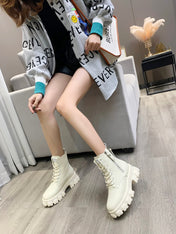 PRADA 25S SNOW BOOTS  IN WHITE CALFSKIN