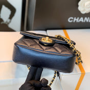 CHANEL 25S CLASSIC FLAP 19 CM IN BLACK CAVIAR LEATHER WITH GOLD HARDWARE