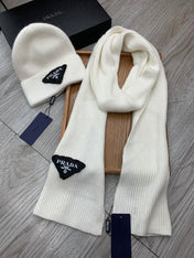 SET SCARF AND HAT IN WHITE WOOL AND RABBIT FUR 386079