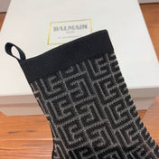 BALMAIN 26S BOOTS 105 MM IN BLACK FLYKNIT STYLE 19