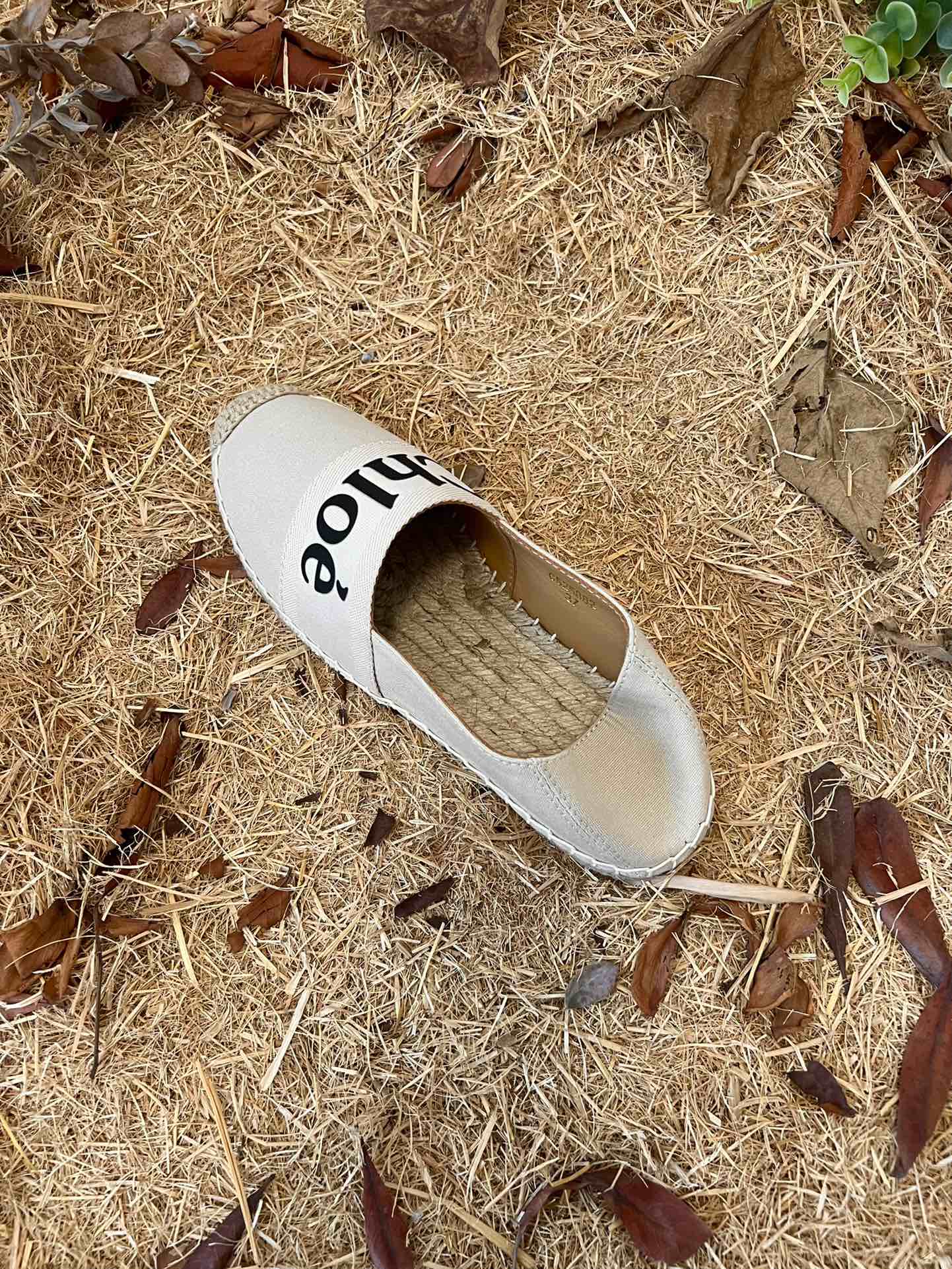 CHLOÉ 26S ESPADRILLE LOAFERS IN LIGHT BEIGE CANVAS