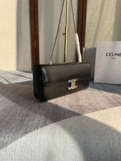 CHAIN SHOULDER BAG CLAUDE 33 IN BLACK CALFSKIN SILVER HARDWARE