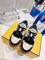 FENDI CASUAL SNEAKER IN WHITE CALFSKIN AND BLACK SUEDE
