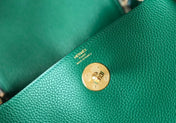 HM LINDY 30 BAG IN OCEAN GREEN CALFSKIN GOLD HARDWARE
