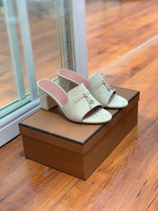 Summer Charms Mules 80 Earthy Gray Suede Pink Lambskin